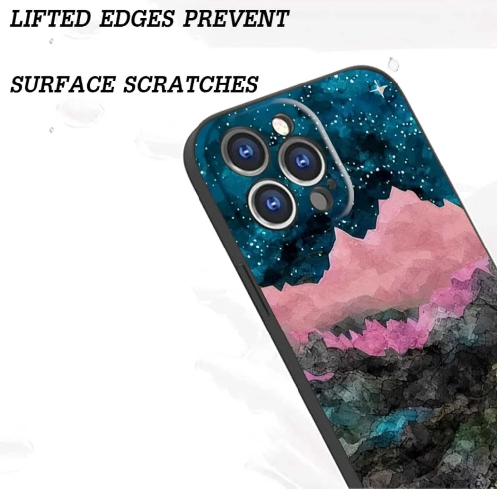 iPhone 14 Pro Max Landscape Case, Abstract Landscape Wanderlust Mountain Stars T